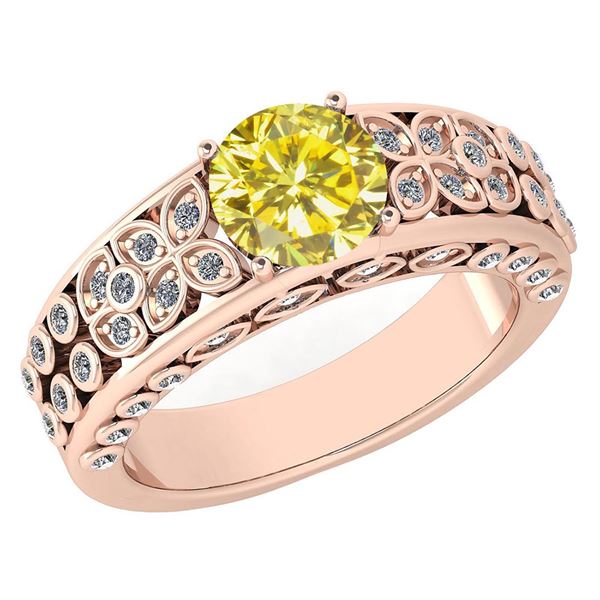 Certified 1.57 Ctw Treated Fancy Yellow Diamond And Whi