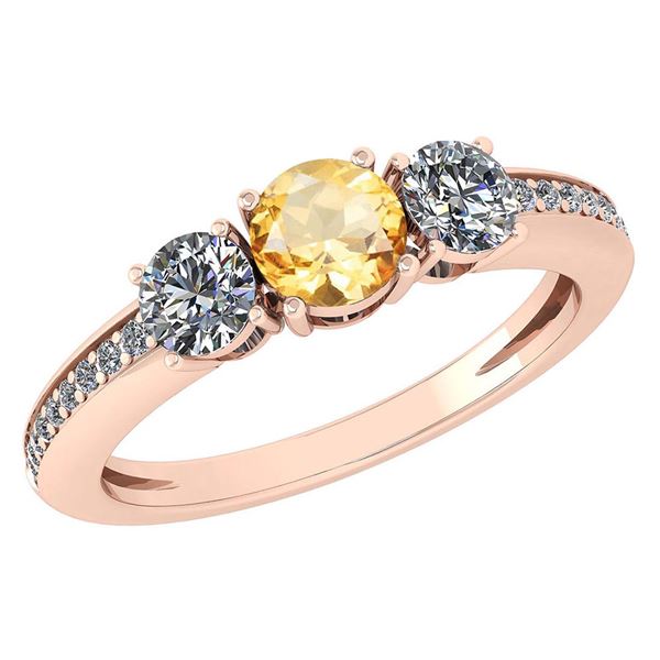 Certified 1.06 Ctw Citrine And Diamond Wedding/Engageme