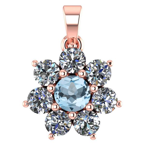 Certified 0.93 Ctw Aquamarine And Diamond 14k Rose Gold
