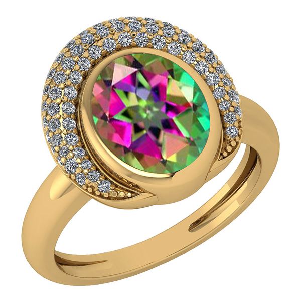 Certified 2.82 Ctw Mystic Topaz And Diamond VS/SI1 Halo