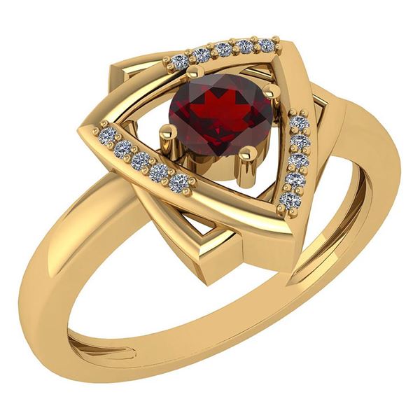 Certified 0.29 Ctw Garnet And Diamond VS/SI1 Halo Ring