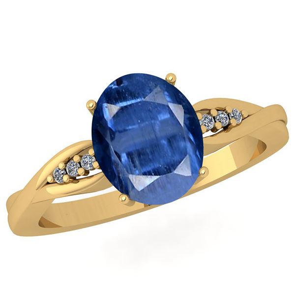 Certified 0.81 Ctw Kyanite And Diamond I1/I2 18K Yellow