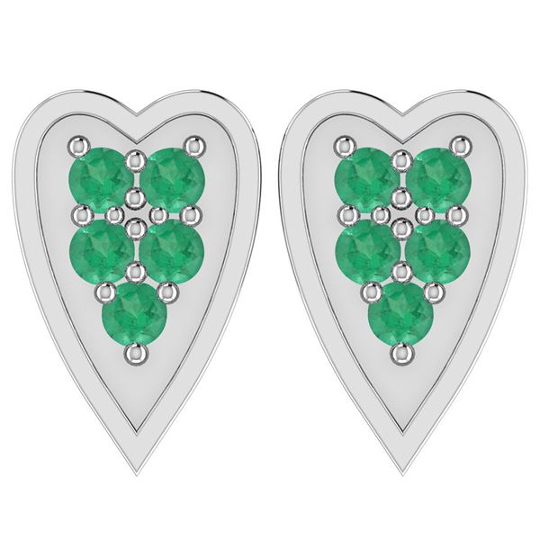Certified 0.44 Ctw Emerald 14K White Gold Stud Earrings
