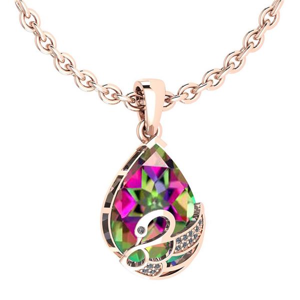 Certified 7.40 Ctw Mystic Topaz And Diamond VS/SI1 Neck