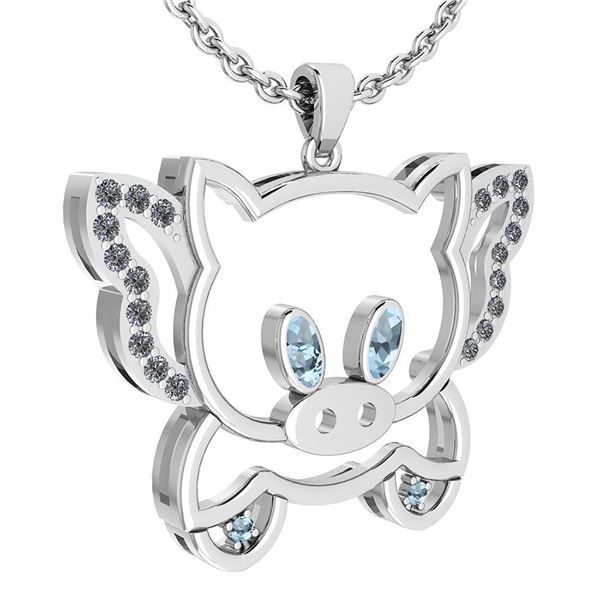 Certified 0.28 Ctw Aquamrine And Diamond VS/SI1 Chinese