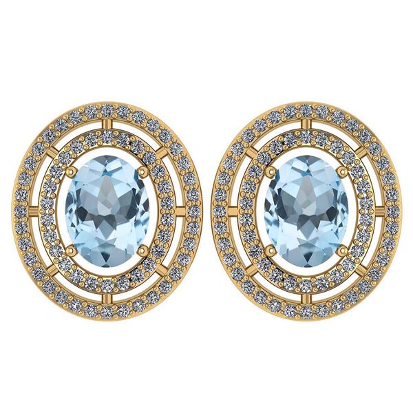 Certified 3.12 Ctw Aquamarine And Diamond 18K Yellow Go