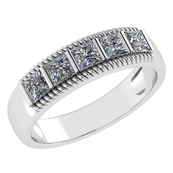Certified 0.50 Ctw Diamond 18K White Gold Halo Band