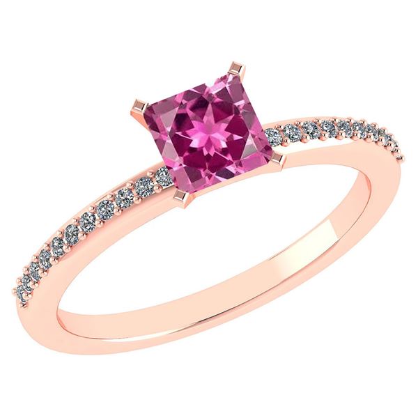 Certified 0.86 Ctw Pink Tourmaline And Diamond 18k Rose