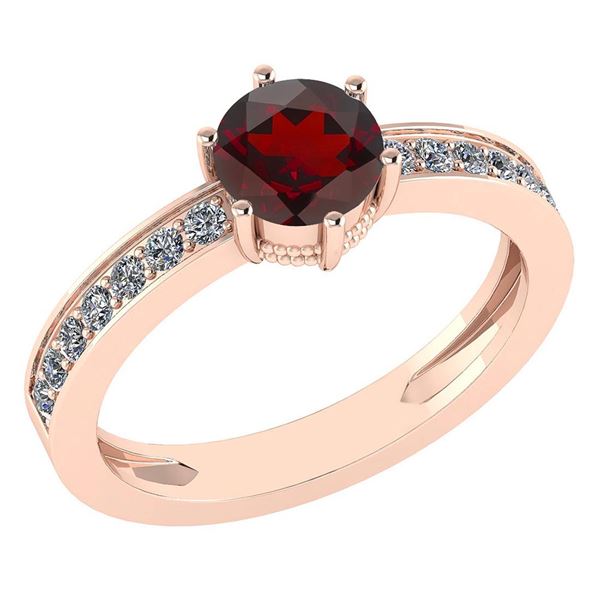 Certified 1.09 Ctw Garnet And Diamond VS/SI1 Ring 14k R