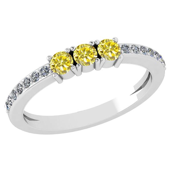 Certified 0.23 Ctw Fancy Yellow Diamond 18k White Halo