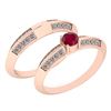 Image 1 : Certified 0.55 Ctw Ruby And Diamond VS/SI1 2 Pcs Ring 1