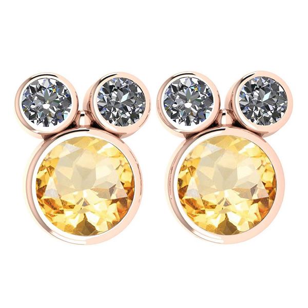 Certified 3.14 Ctw Citrine And Diamond VS/SI1 Earrings