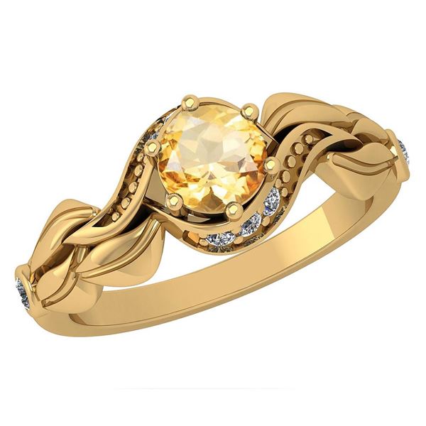 Certified 0.78 Ctw Citrine And Diamond Wedding/Engageme