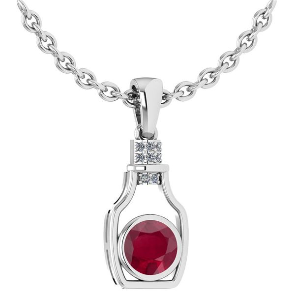 Certified 1.36 Ctw Ruby And Diamond bottle Necklace For