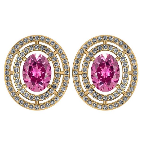 Certified 3.12 Ctw Pink Tourmaline And Diamond 18K Yell