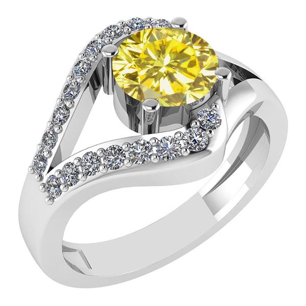 Certified 1.07 Ctw Treated Fancy Yellow Diamond SI1/SI2