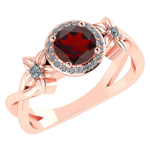 Certified 1.00 Ctw Garnet And Diamond 14k Rose Gold Hal