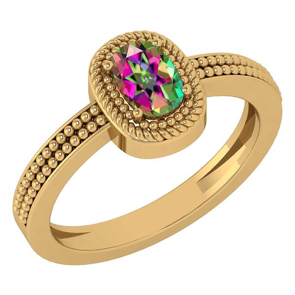Certified 1.50 Ctw Mystic Topaz 14K Yellow Gold Solitai
