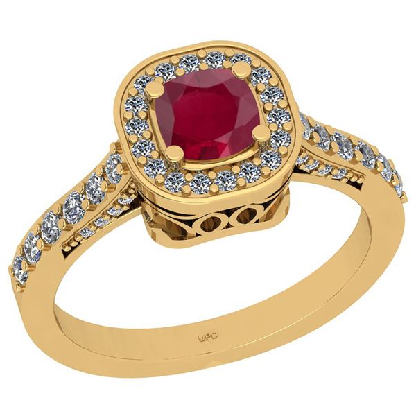 Certified 1.01 Ctw I2/I3 Ruby And Diamond 14K Yellow Go