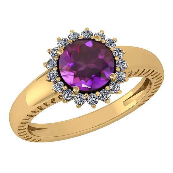 Certified 1.48 Ctw Amethyst And Diamond Wedding/Engagem