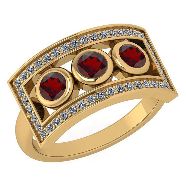 Certified 0.72 Ctw Garnet And Diamond Wedding/Engagemen
