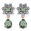 Image 1 : Certified 4.86 Ctw Green Amethyst And Diamond 14k Rose