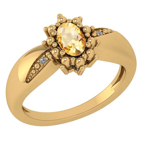 Certified 0.51 Ctw Citrine And Diamond 14k Yellow Gold