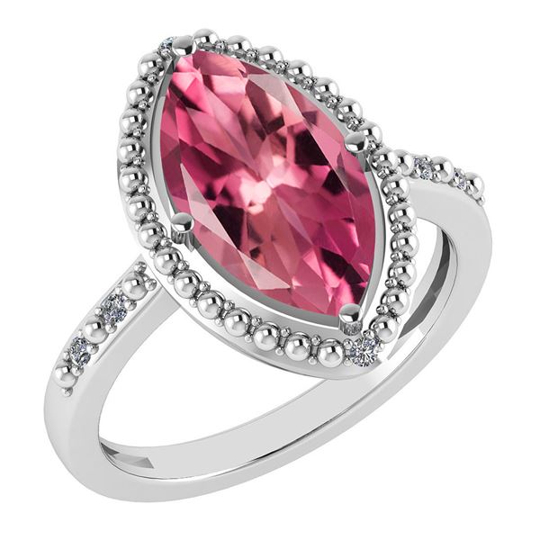 Certified 1.58 Ctw Pink Tourmaline And Diamond VS/SI1 R
