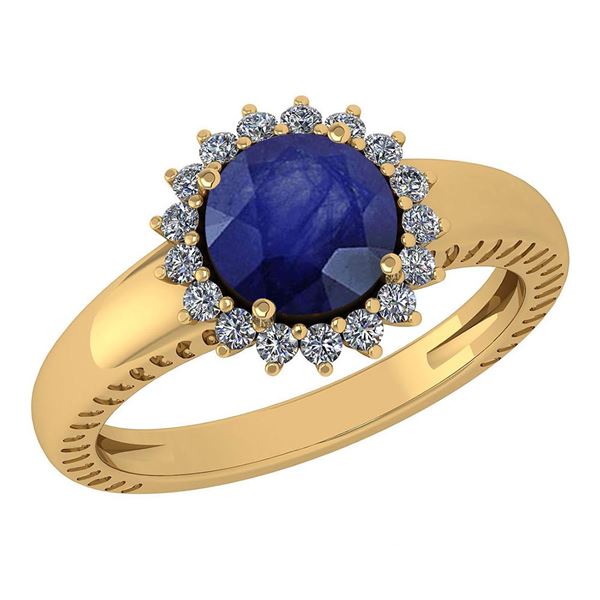 Certified 1.48 Ctw Blue Sapphire And Diamond Wedding/En