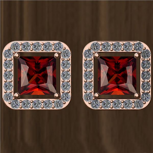 Certified 1.74 Ctw Garnet And Diamond VS/SI1 18K Rose G