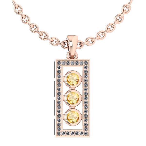 Certified 0.73 Ctw Citrine And Diamond Wedding/Engageme