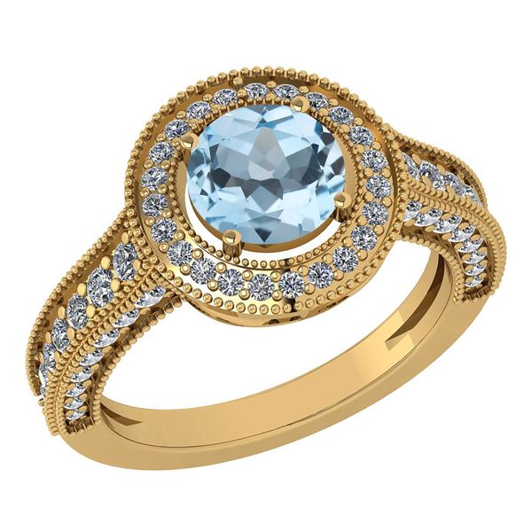 Certified 1.71 Ctw Aquamarine And Diamond 14K Yellow Go