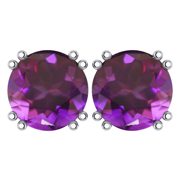 Certified 6.00 Ctw Genuine Amethyst 14K White Gold Stud
