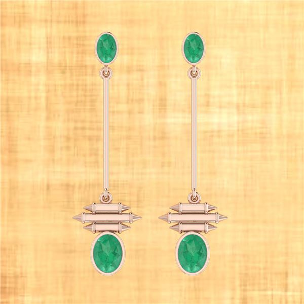 Certified 2.50 Ctw Emerald 14K Rose Gold Drop Earrings
