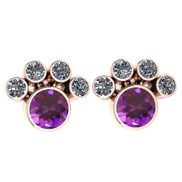 Certified 15.50 Ctw Amethyst And Diamond SI2/I1 Earring