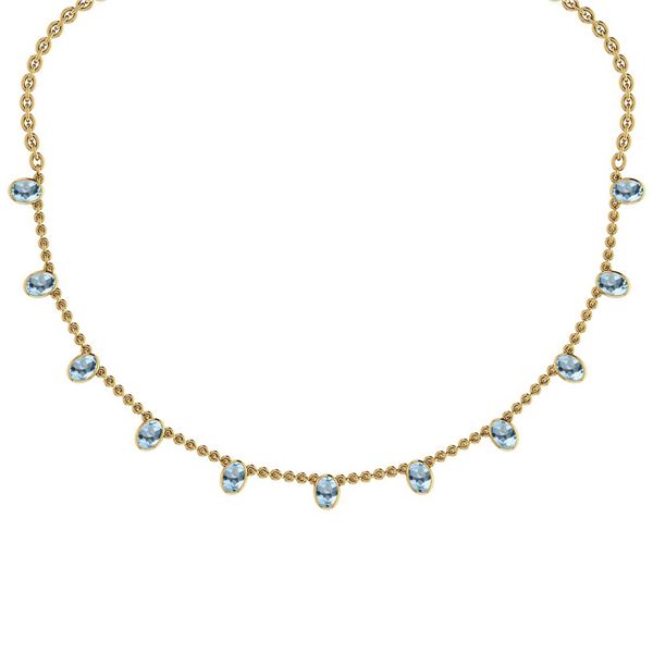 Certified 7.15 Ctw Aquamarine Necklace 14K Yellow Gold