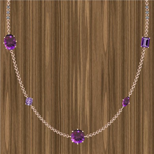 Certified 85.83 Ctw Amethyst And Diamond I2/I3 14K Rose