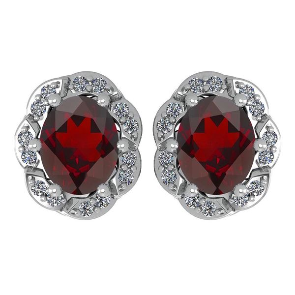 Certified 0.88 Ctw Garnet And Diamond 14K White Gold St