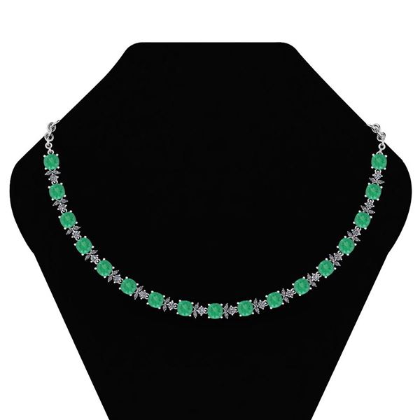 Certified 16.68 Ctw Emerald And Diamond Necklace For La