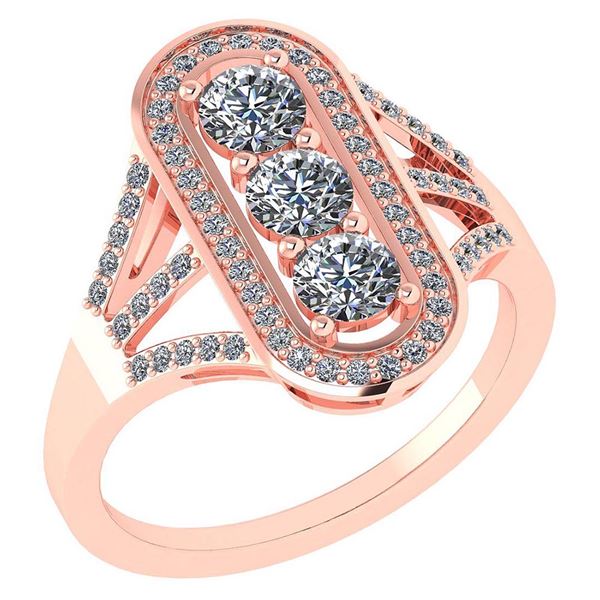 Certified 1.00 Ctw Diamond 14k Rose Gold Halo Ring