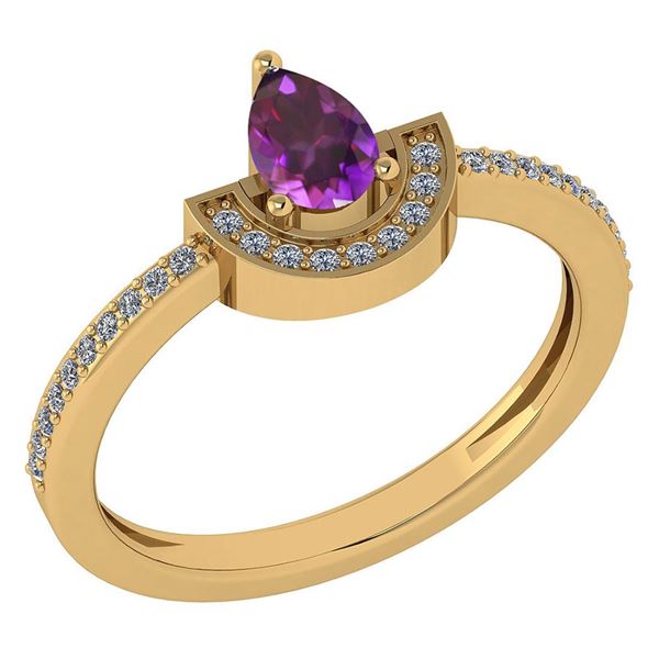 Certified 0.64 Ctw Amethyst And Diamond 18k Yellow Gold