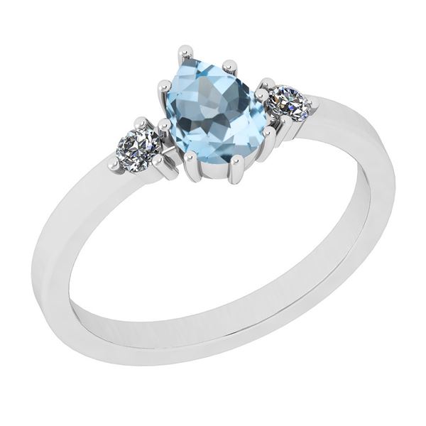Certified 0.63 Ctw I2/I3 Blue Topaz And Diamond 10K Whi