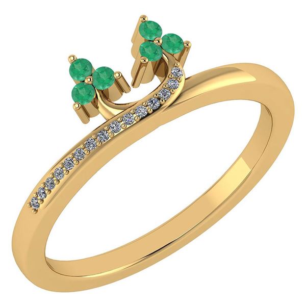 Certified 0.16 Ctw Emerald And Diamond 18K Yellow Gold