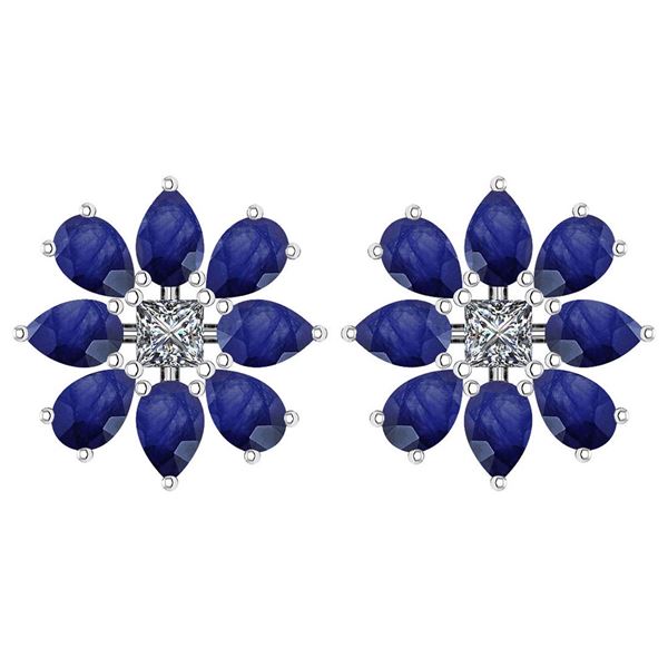 Certified 2.20 BLUE SAPPHIRE AND DIAMOND 14K GOLD STUD