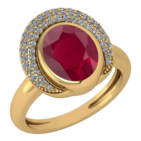Certified 2.82 Ctw Ruby And Diamond VS/SI1 Halo Ring 14