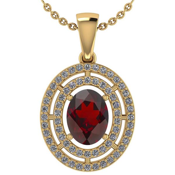 Certified 1.56 CTW Garnet And Diamond 14k Yellow Gold H