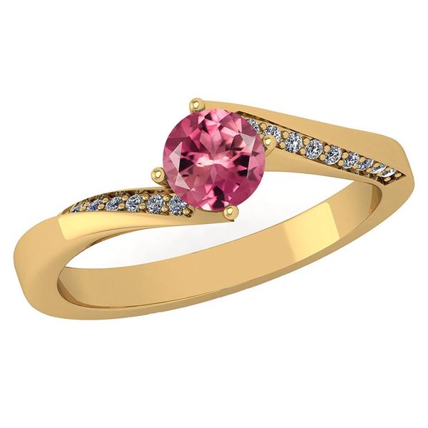 Certified 1.09 Ctw Pink Tourmaline And Diamond 14K Yell