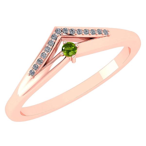 Certified 0.07 Ctw Peridot And Diamond 14k Rose Gold Ha