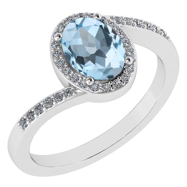 Certified 1.44 Ctw Aquamarine And Diamond 14k White Gol