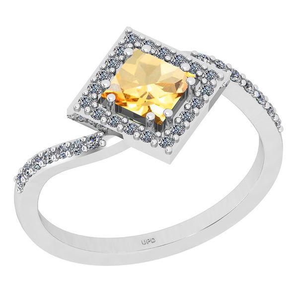 Certified 1.02 Ctw I2/I3 Citrine And Diamond 10K White